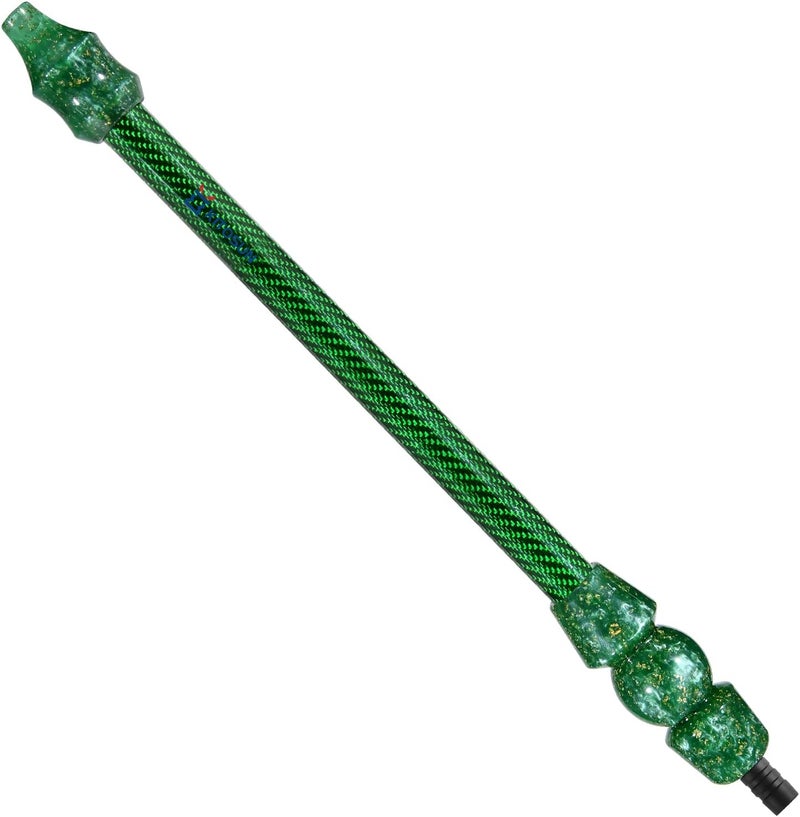KITOSUN Hookah Hose Handle Mouthpiece Part - Hookah Accessories 100% Carbon Fiber Sleeve Shisha Handle with Resin Mouth Pieces Ergonomic Designed Universal Elegant (Green & Gold Flakes) - Image 2